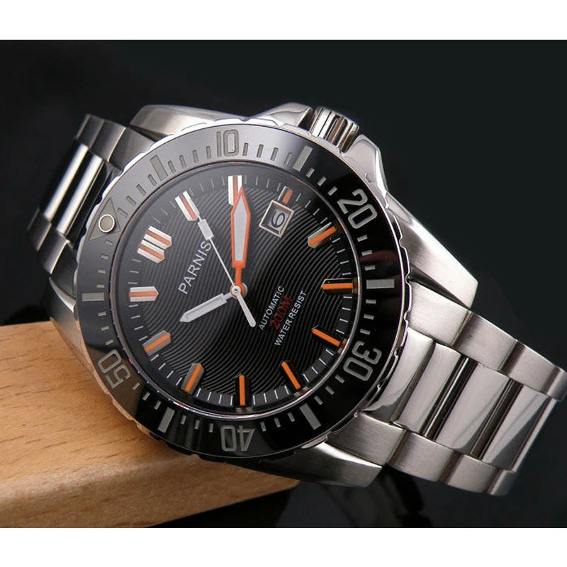 Parnis Automatic Mechanical Diver Men Watch Waterproof 200m Metal Men's Watches Sapphire Glass relojes para automaticos 2026 Man