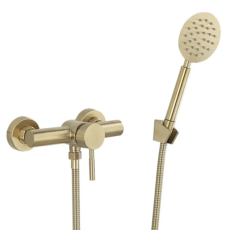 Tuqiu Bathroom Shower Faucet Set Wall Mounted Brushed Gold Shower Faucet, Bathroom Cold and Hot Bath and Shower Mixer Taps Brass
