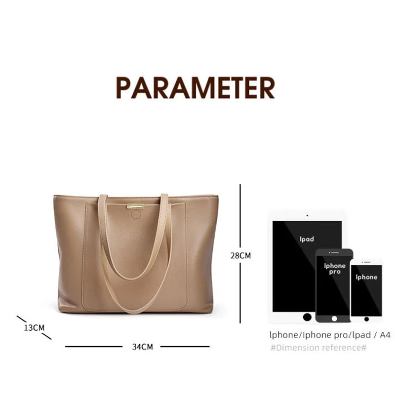 100% Genuine Leather Women's Bag Large Capacity Simple Fashion Cowhide Women Shoulder Bag Female Storage Handbag 2328