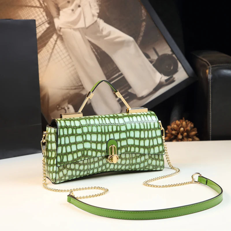 Luxury Brand Women Bag Ladies' Genuine Leather Handbag Crocodile Pattern Shoulder Crossbody Bag Clutch Evening Bags Fashion