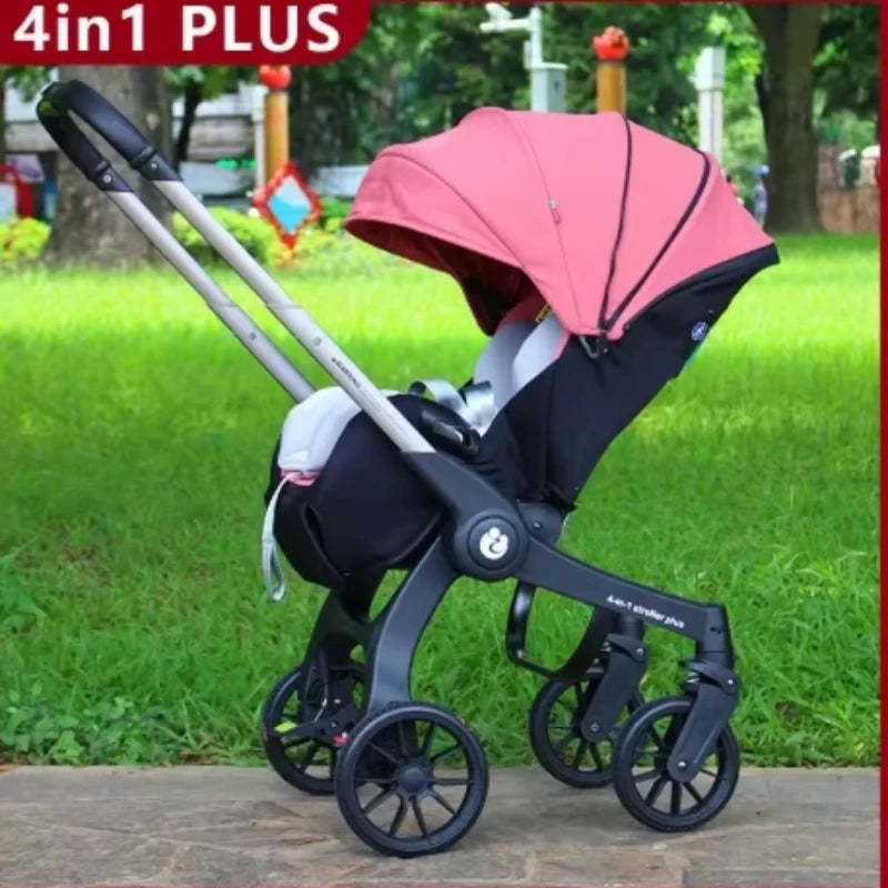 EU in Stock 4In1 Baby Stroller, Multifunctional Stroller Foldable with Car Seat Baby Car Carriage Portable Baby Stroller 3in1