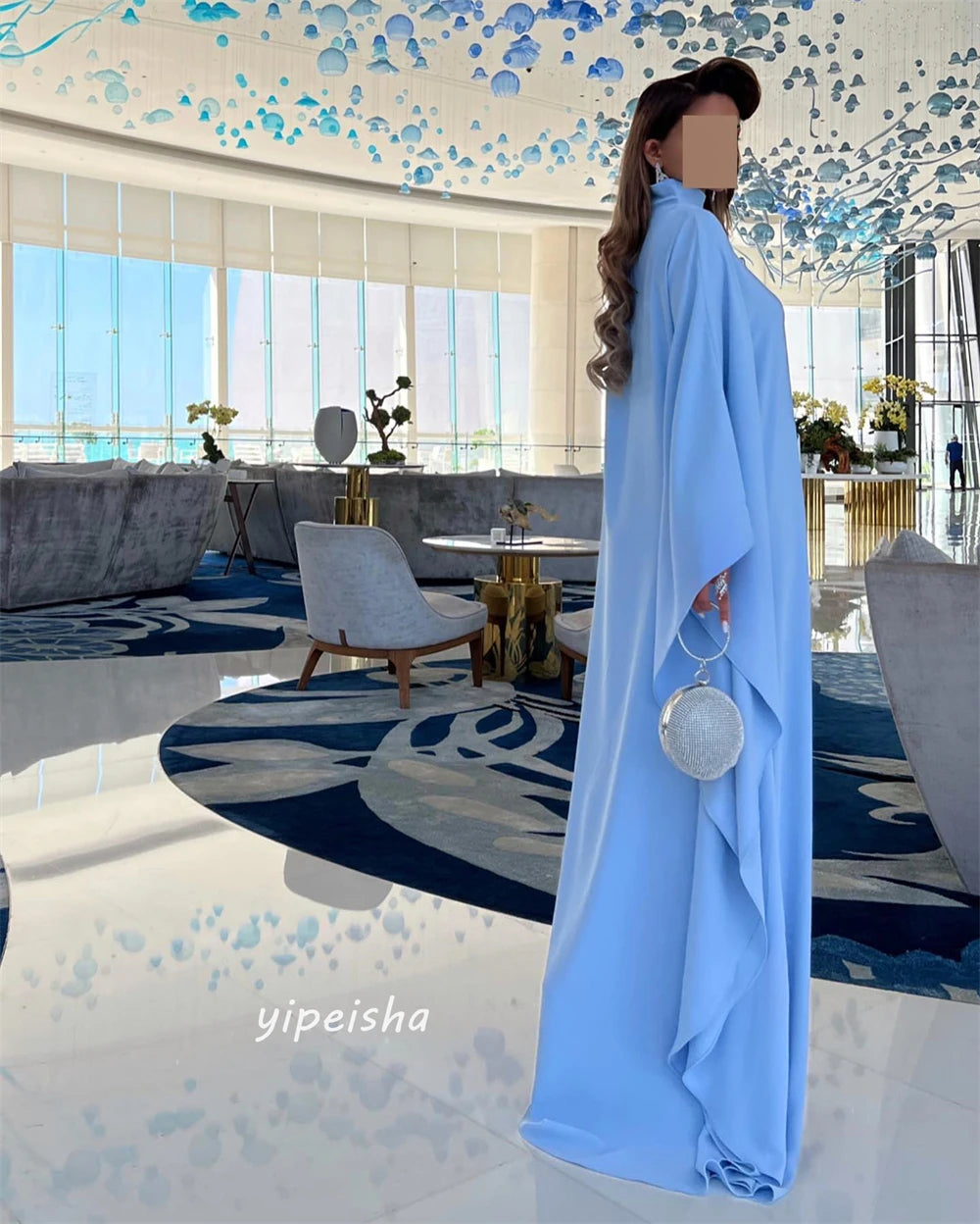Customized Jiayigong High Quality  Jersey Ruched Celebrity A-line High Collar Bespoke Occasion Gown Long Dresses