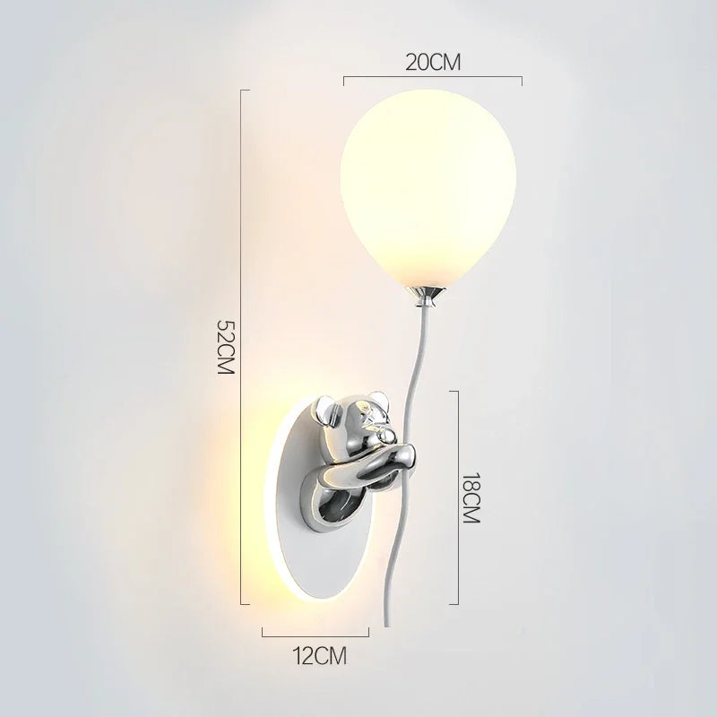 Creative Cartoon Bear LED Wall Light Balloon Lamp Night Light for Children Room Decor Bedside Lamp Study Room Decor Lighting