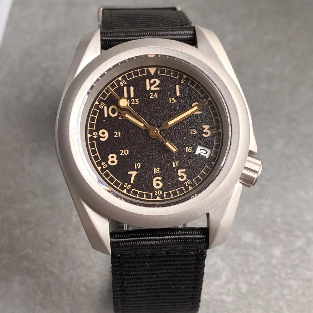 Tandorio 3.8 Mod Sandblast NH36AA Mechanical Men Watch Vintage Green Dial Sapphire Glass Arabic Numerals Waterproof Dive Clock