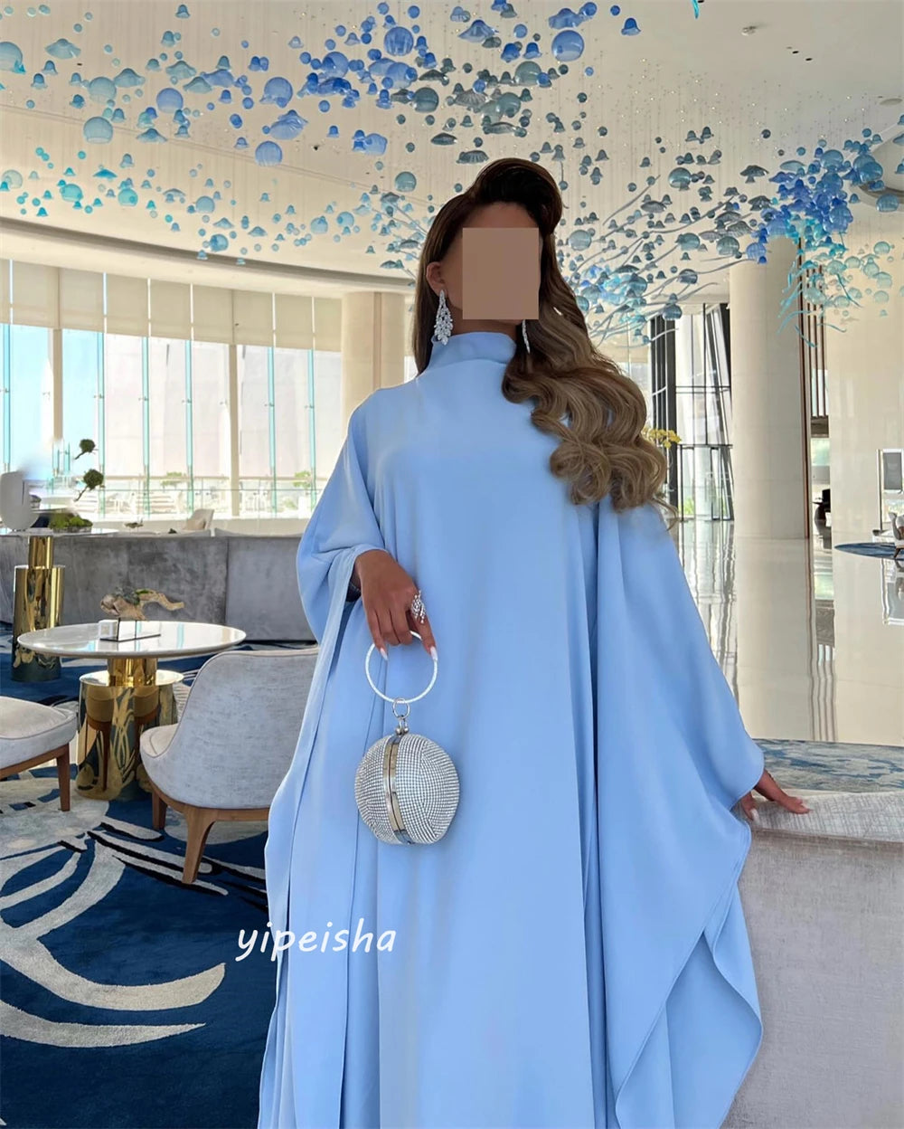 Customized Jiayigong High Quality  Jersey Ruched Celebrity A-line High Collar Bespoke Occasion Gown Long Dresses