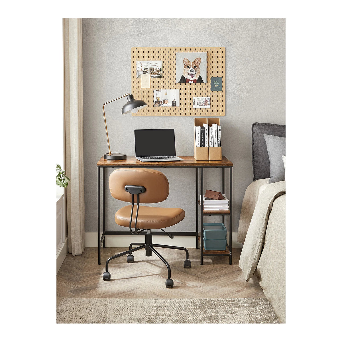 VASAGLE Writing Desk: 2 Shelves, Left/Right. Office/Living Room Work Table. Steel Frame. Industrial Style.
