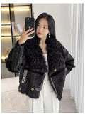 2026 Sprng and Aumn Sort Fur Women's Sheskin Jcket, Taned Sede Fabric, 100% Ntural Rbbit ur Liing, Luxrious And F
