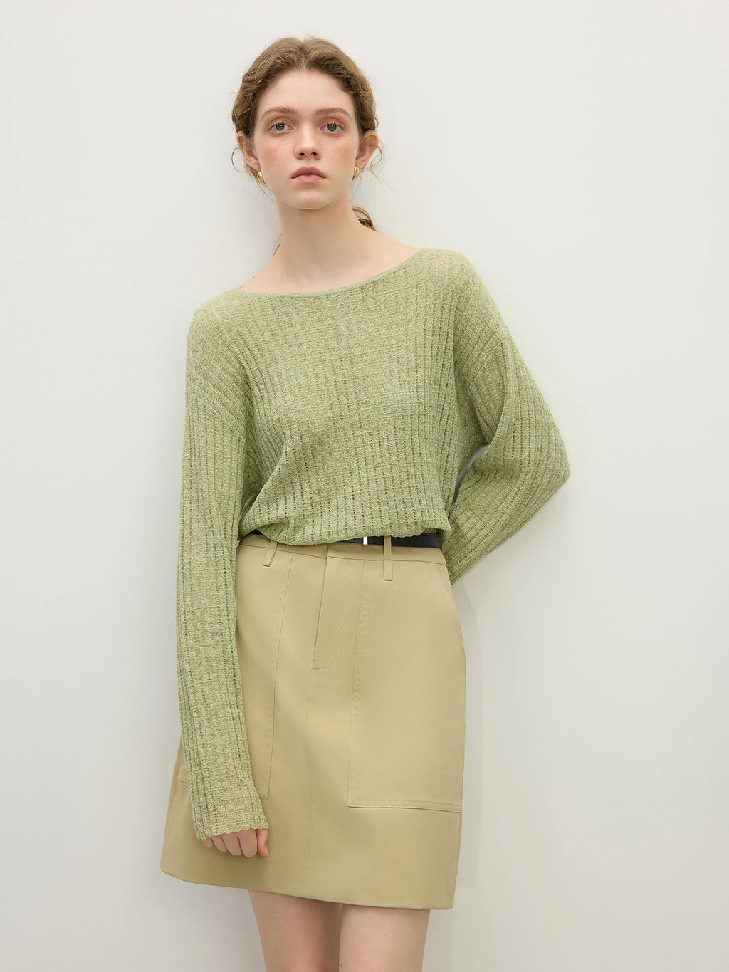 FSLE Office Lady Casual Commuting Linen Natural Loose Knitted Tops 2026 Spring New Pullovers Casual Loose Women Tops 25FS11344