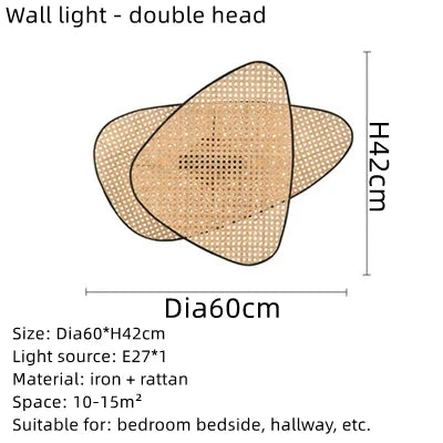 Japanese Wabi-sabi Rattan Pendant Light Dining Room Handmade Rattan Led Chandelier Bedroom Home Decor Leaf Grid Screen Droplight