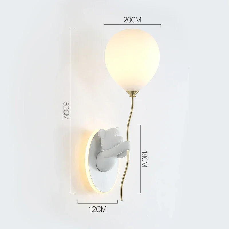 Creative Cartoon Bear LED Wall Light Balloon Lamp Night Light for Children Room Decor Bedside Lamp Study Room Decor Lighting