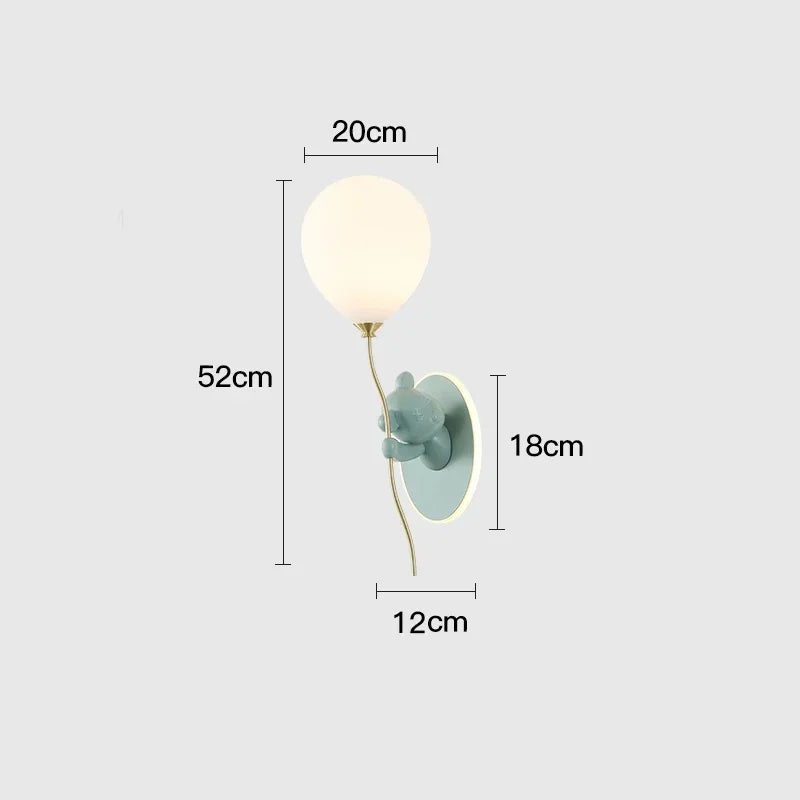 Creative Cartoon Bear LED Wall Light Balloon Lamp Night Light for Children Room Decor Bedside Lamp Study Room Decor Lighting