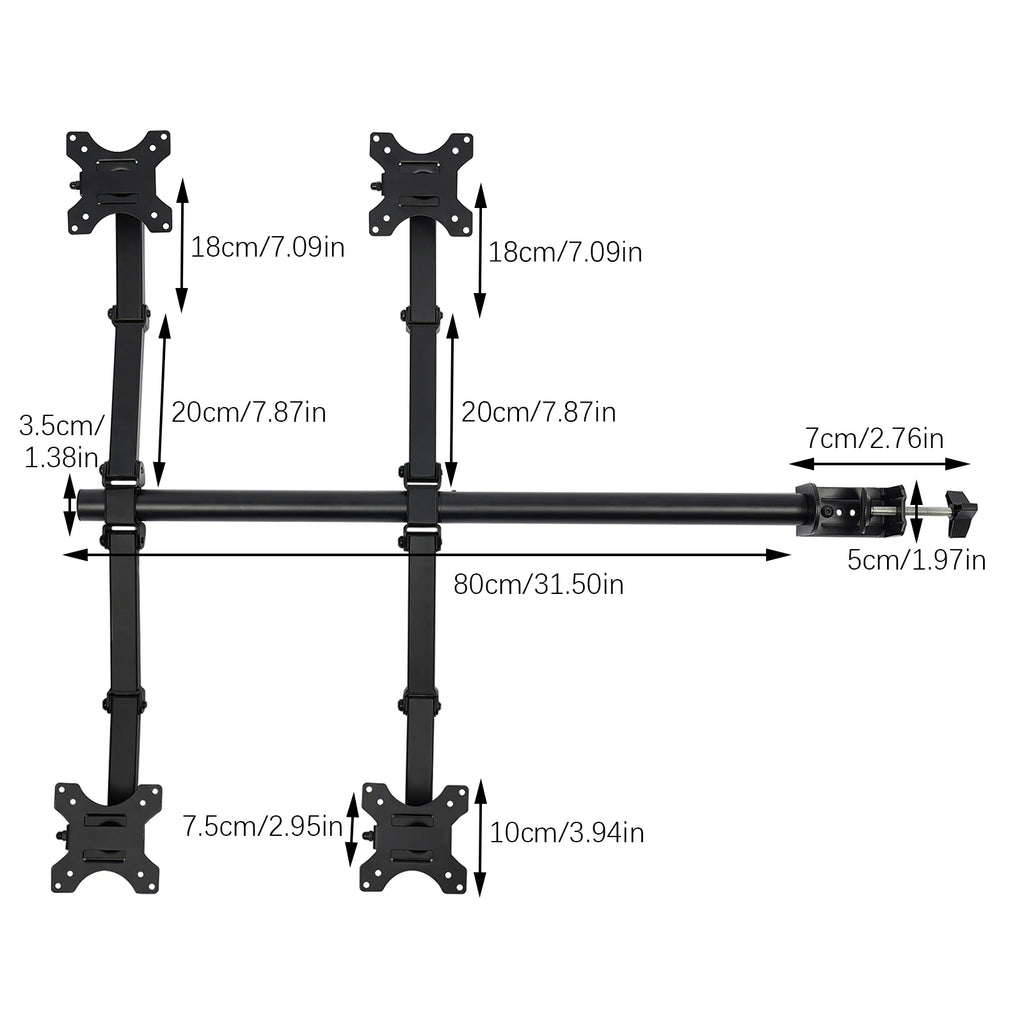 4-Way Monitor Swivel Arm Table Mount Holder, Screen Mount 4 Compartments, Monitor Holder Stand, Monitor Holder Swivel 360°