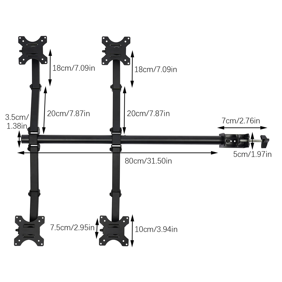 4-Way Monitor Swivel Arm Table Mount Holder, Screen Mount 4 Compartments, Monitor Holder Stand, Monitor Holder Swivel 360°