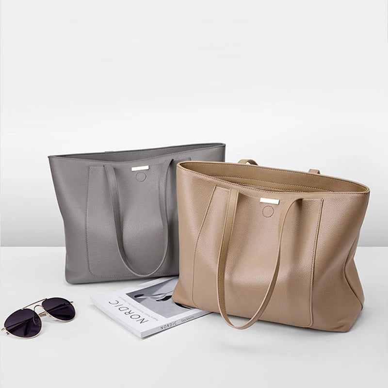 100% Genuine Leather Women's Bag Large Capacity Simple Fashion Cowhide Women Shoulder Bag Female Storage Handbag 2328