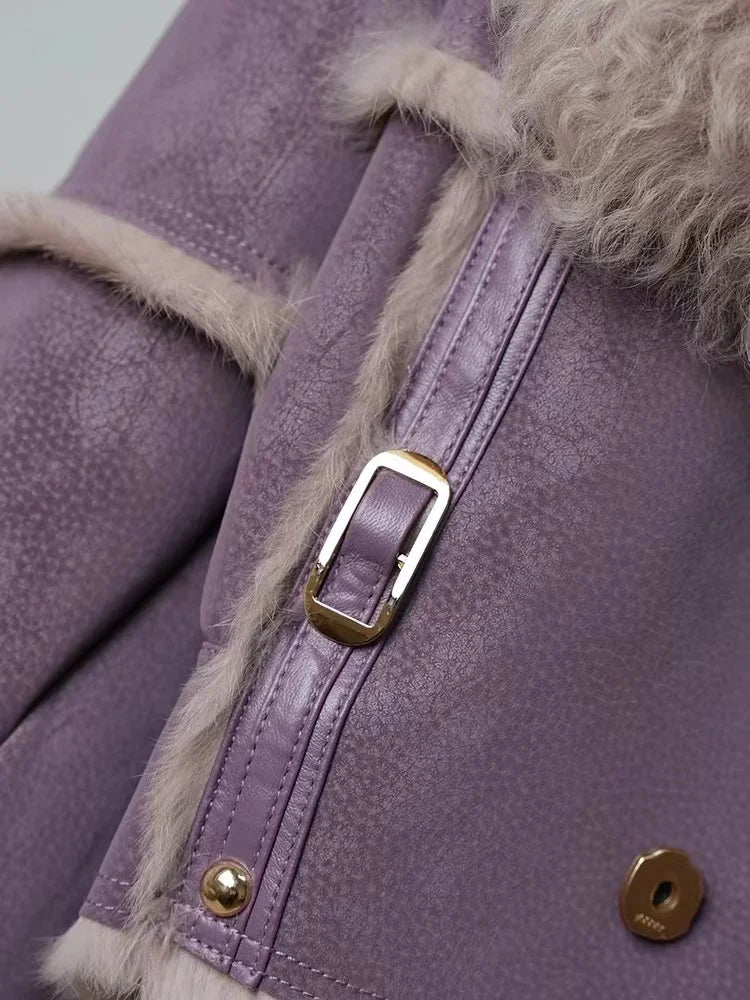 2026 Sprng and Aumn Sort Fur Women's Sheskin Jcket, Taned Sede Fabric, 100% Ntural Rbbit ur Liing, Luxrious And F
