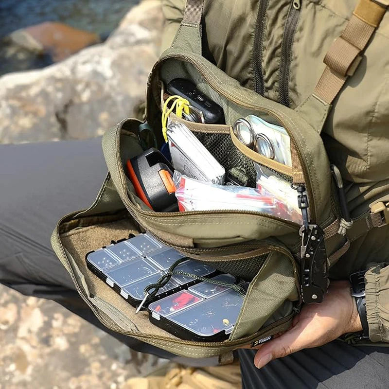 Fishing Chest Pack, Fly Fishing Bag for Men and Women, Tackle and Fly Boxes Storage Pack, Hunting Binocular Pack
