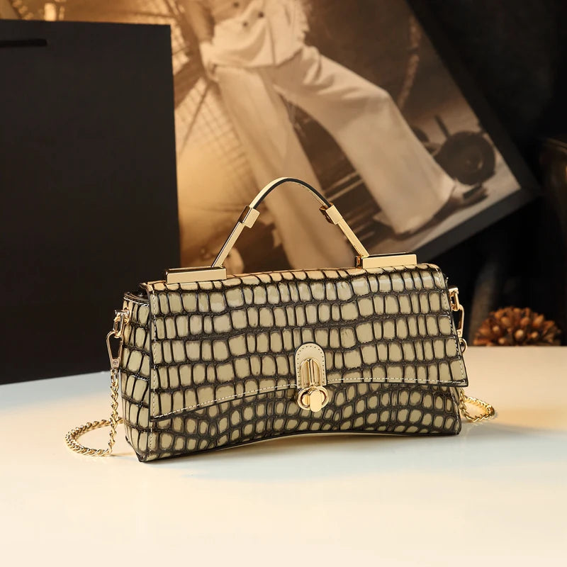 Luxury Brand Women Bag Ladies' Genuine Leather Handbag Crocodile Pattern Shoulder Crossbody Bag Clutch Evening Bags Fashion