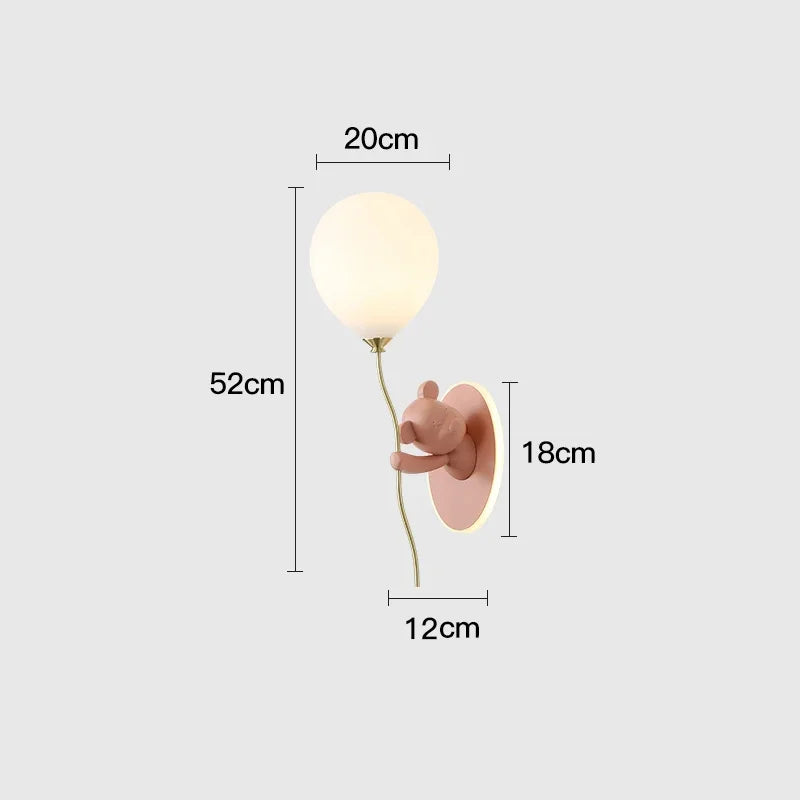 Creative Cartoon Bear LED Wall Light Balloon Lamp Night Light for Children Room Decor Bedside Lamp Study Room Decor Lighting
